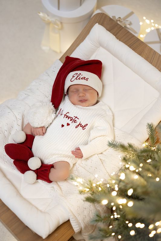 Strikket chunky ribbet romper - min første jul