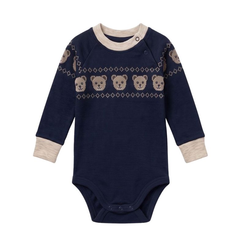 Bamse ullbambus body - marineblå