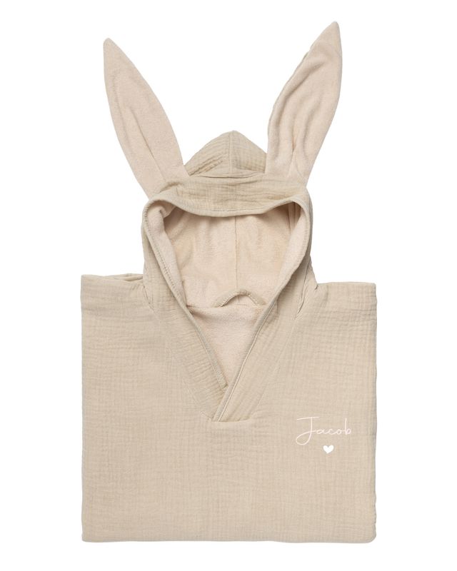 Badeponcho med navn - sand