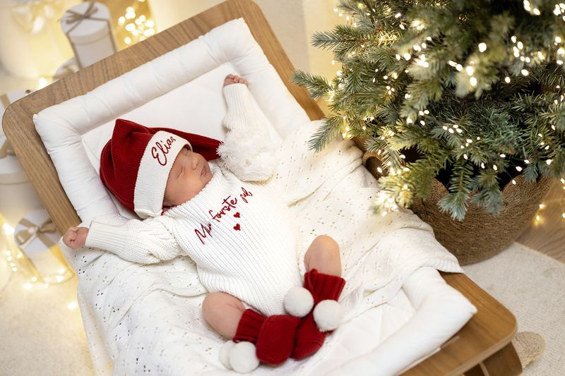 Strikket chunky ribbet romper - min første jul