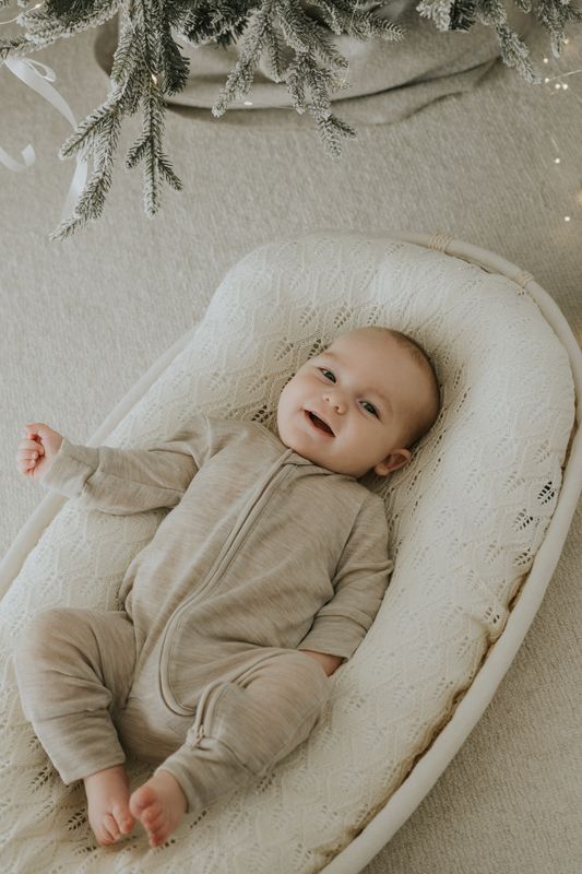 Melert sand pysjamas i 100% merinoull