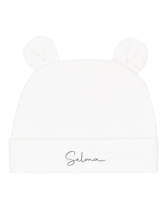 Hovedbilde Lue med bjørneører i økologisk bomull med navn - ...