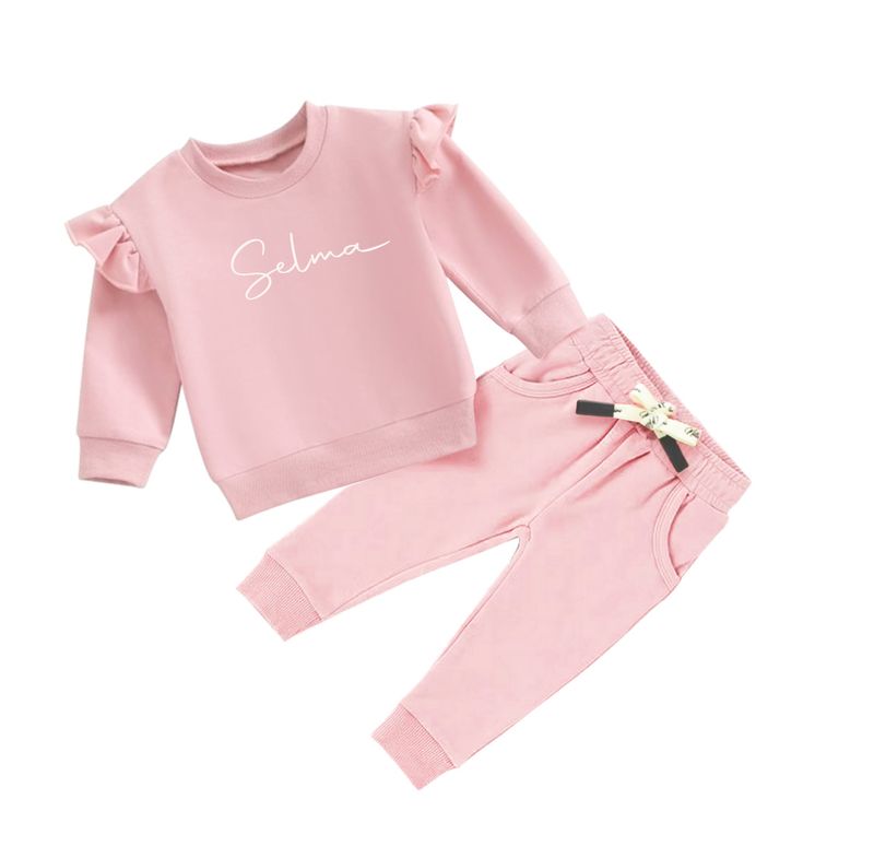 Ballerinarosa joggedress med navn - trykk